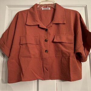 Katch Me  Button-Up Shirt crop top
